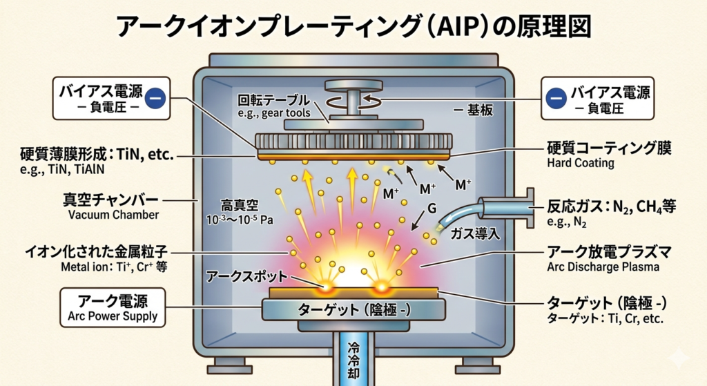 アークイオンプレーティング原理図