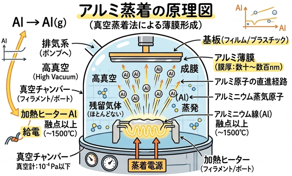 真空蒸着原理図